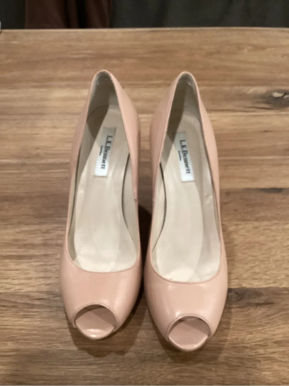 LK Bennett Blush Peep-Toe Espadrille Wedge Heels